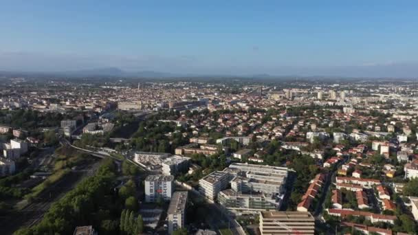 Vista aérea de Montpellier desde el barrio de Saint martin día soleado Ecusson — Vídeos de Stock