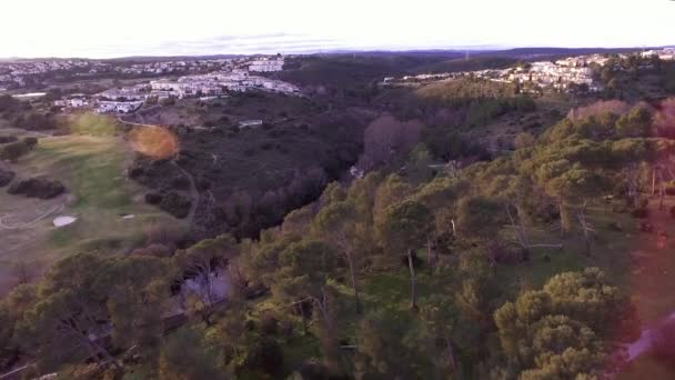 モンペリエ パイレード周辺には 松の木公園があります 空中ドローンビュー日没 — ストック動画