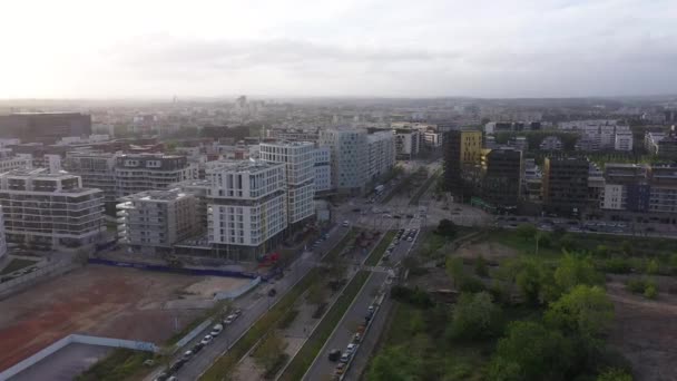 Fantastisk Utsikt Över Port Marianne Stadsdel Montpellier Frankrike Gyllene Timme — Stockvideo