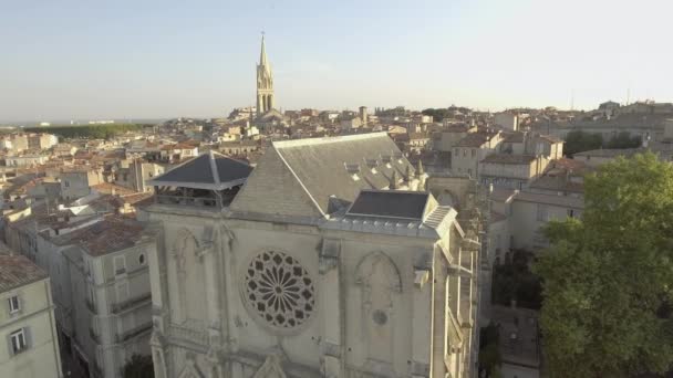 Vista Aérea Del Dron Iglesia Saint Roch Montpellier Francia — Vídeo de stock