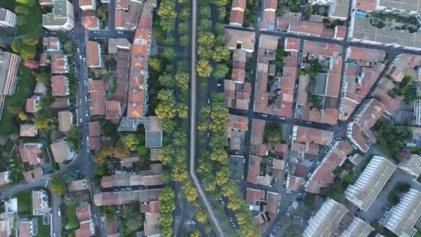 Linie Stromů Sousedství Montpellier Les Arceaux Aqueduct Západ Slunce Letecké — Stock video
