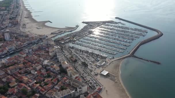 Palavas Les Flots Hava Manzarası Akdeniz Kıyısındaki Tatil Beldesi Fransa — Stok video