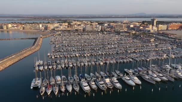 Barcos Puerto Palavas Les Flots Francia Montpellier Fondo Pic Saint — Vídeos de Stock