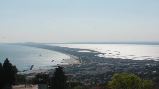 Panoramisch Uitzicht Het Strand Sete Cap Agde Middellandse Zee Zonnige — Stockvideo