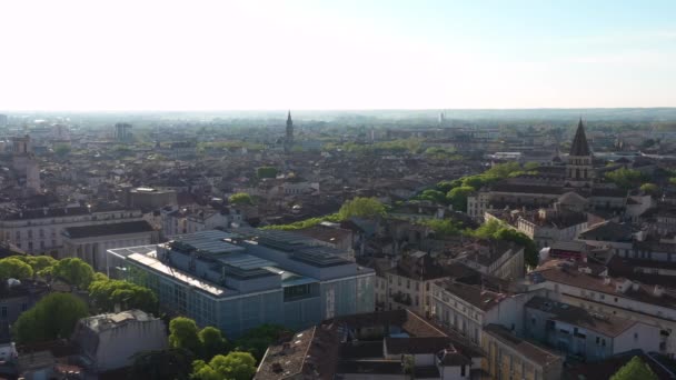 Çağdaş Sanat Müzesi Şehir Kütüphanesi Nimes France Hava Manzaralı Güneşli — Stok video