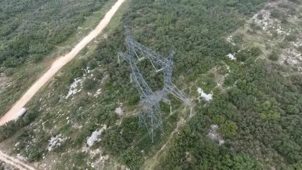 Linea Elettrica Alta Tensione Con Drone Francia — Video Stock