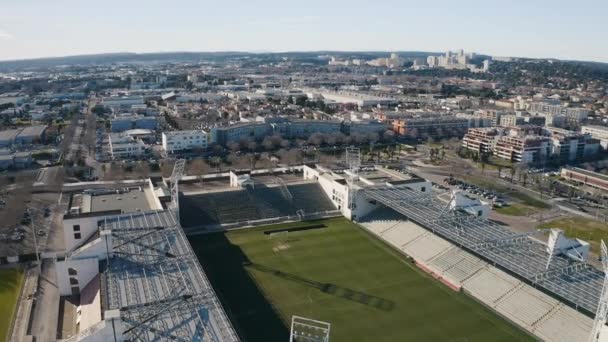 Odkrywanie Boiska Piłki Nożnej Stadionie Des Costires Nmes France Gard — Wideo stockowe