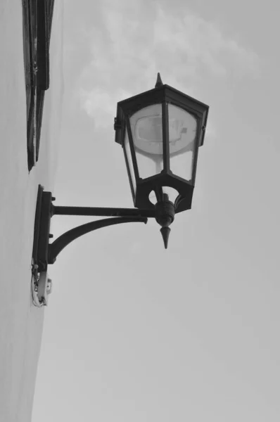 Poste Luz Que Ilumina Rua Principal Das Ruas Garachico — Fotografia de Stock