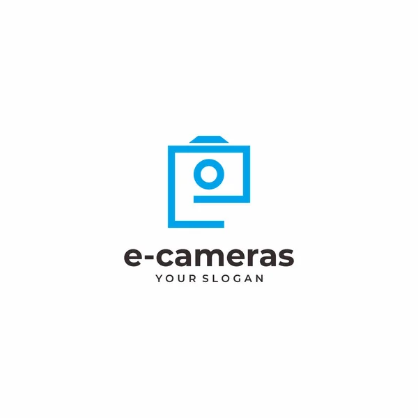 E ve kamera harfi hakkında modern, temiz ve benzersiz bir logo. Teknoloji, Eğlence ve Seyahat. EPS10 - Vektör dosya tipi.