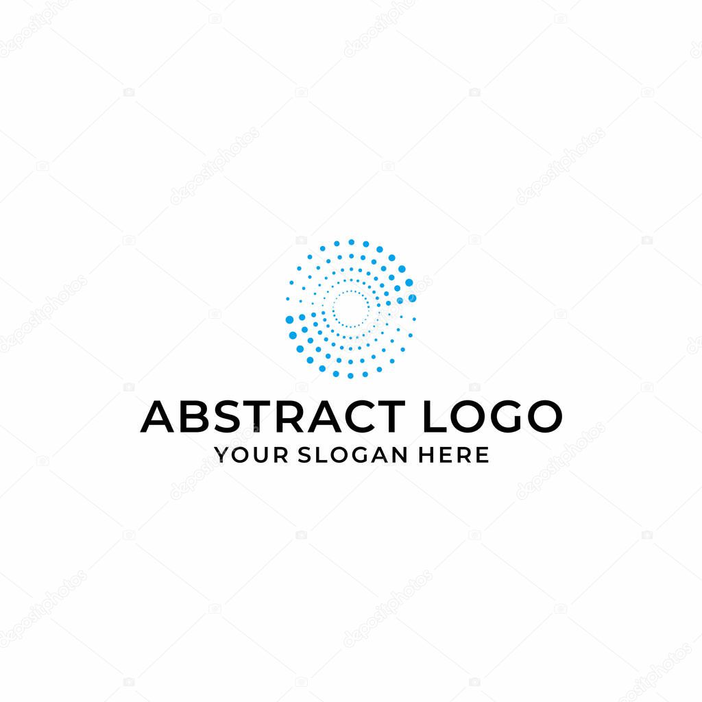 A modern, clean and unique logo that represents a rotated dot circle.Industrial & technology business.EPS10 - Vector file type.