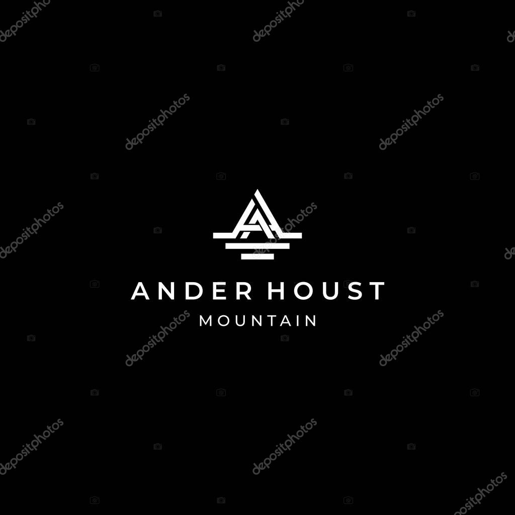 Thick and masculine logo on the letters AH and the mountain.Sport Industry.EPS10 file type, Vector.