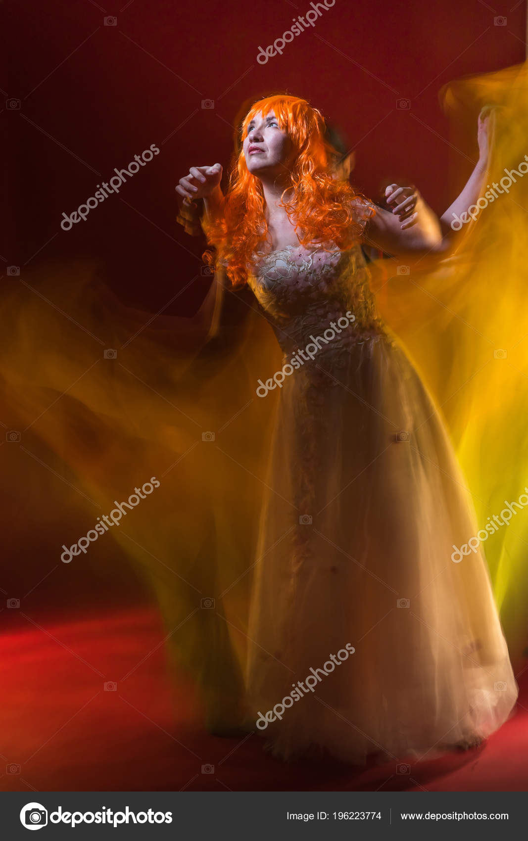 Ugly Orange Dress Old Female Actress Orange Hair Dancing White