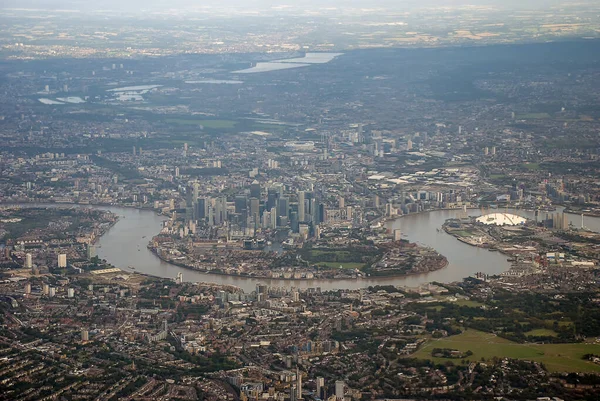 Uitzicht Stedelijke Wildgroei Van Stad Londen Vanuit Een Vliegtuig — Stockfoto
