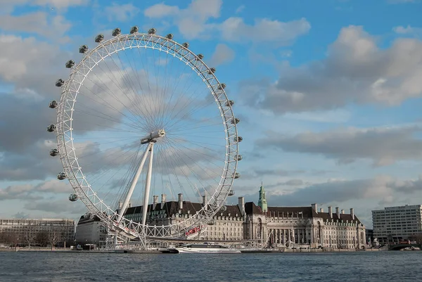 London Eye Aan Oevers Van Theems Het Centrum Van Londen — Stockfoto