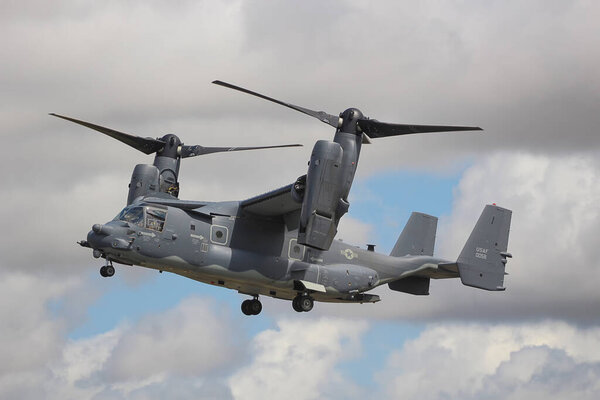 CV-22B Bell-Boeing Osprey tiltrotor military aircraft at a airshow