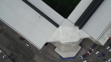 4K drone footage of Ibrox Stadium, home of Glasgow Rangers, in Strathclyde, Scotland