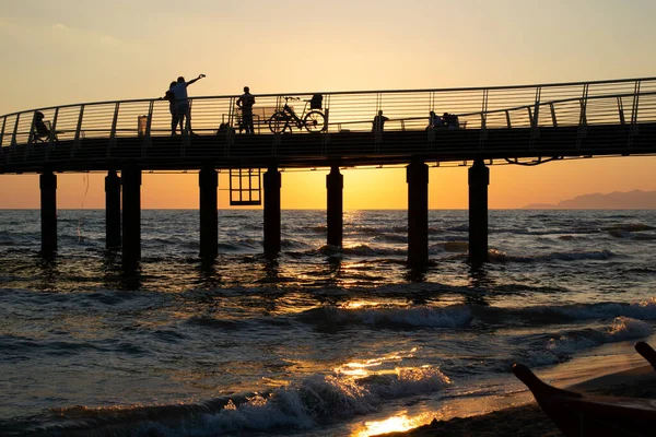 Molo Lido Camaiore Při Západu Slunce — Stock fotografie