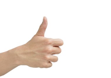Beyaz arkaplanda Başparmak Yukarı