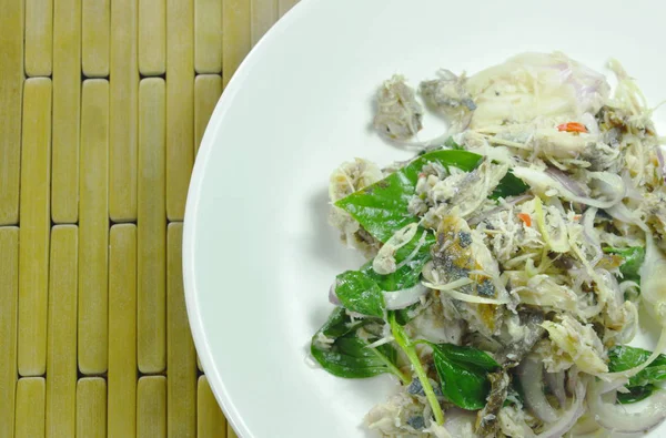 Pittige Gehakte Makreel Met Kruid Thaise Salade Schotel — Stockfoto