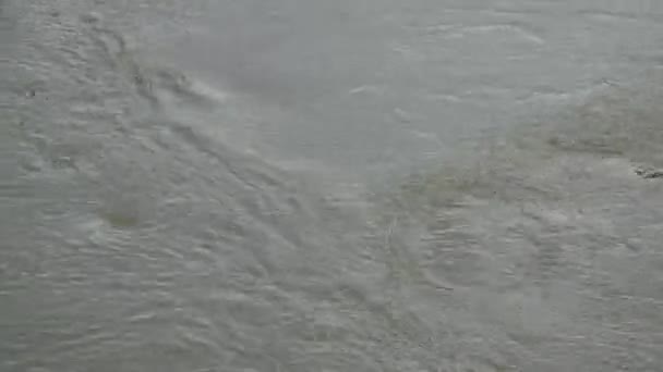 Закрытие Воды Протекающей Через Реку Сезон Дождей — стоковое видео