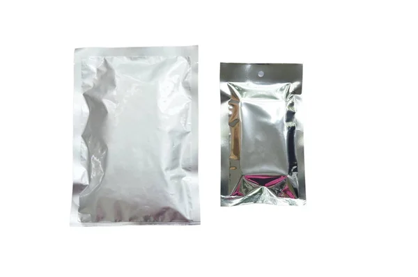 Snack Csomag Alumínium Fólia Modell Fehér Háttér — Stock Fotó