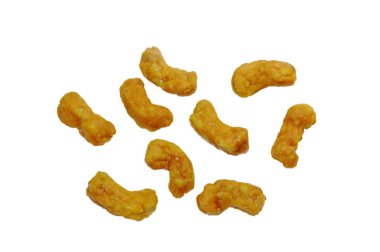 çıtır çıtır kızarmış püresi tavuk eti beyaz arka plan üzerinde düzenleme