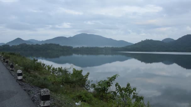 Landscape Water Reservoir Lake Mountain Background — Stock Video