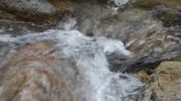 Acqua Che Scorre Sulla Roccia Onde Che Schizzano Nel Fiume — Video Stock