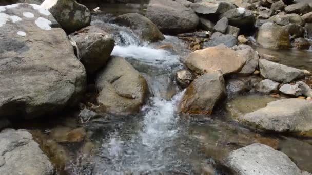 Вода Течет Через Речной Проход Скалы Камня Форте — стоковое видео