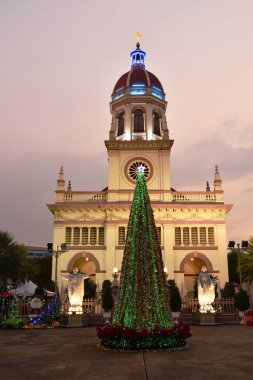 Bangkok, Tayland Aralık, 29 2018: Santa Cruz kilise eski toplumda Portekizce Hıristiyan geçmişi ve harmony için Tay insanlar şimdiye kadar