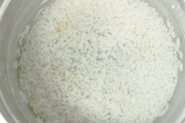 Arroz Colado Panela Cozinhar Embeber Água Para Limpeza — Fotografia de Stock