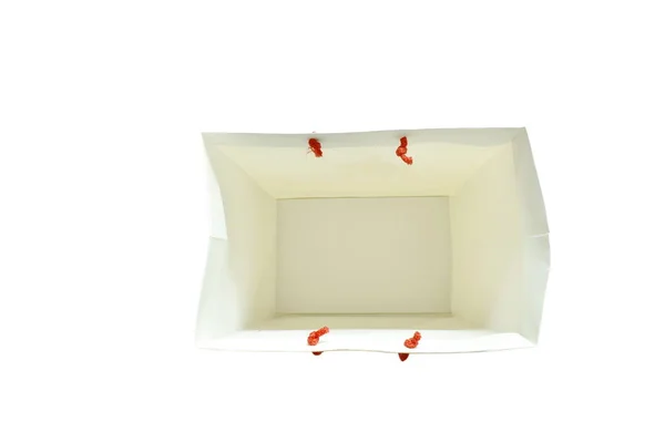 紙袋コーティングされた光沢のあるホワイトの平面図 — ストック写真