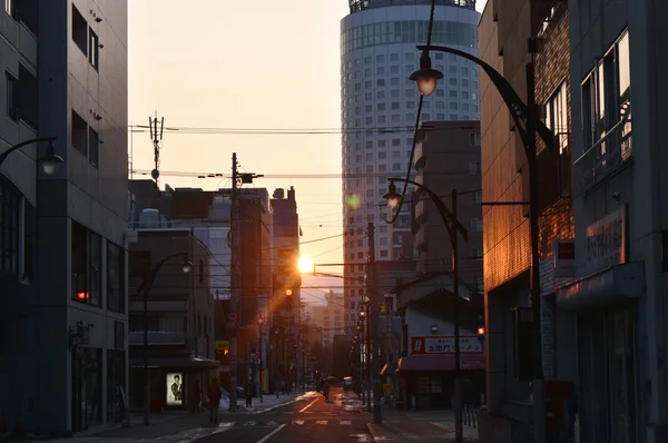 Sunset on Tanukikoji walking street — Stock Photo, Image