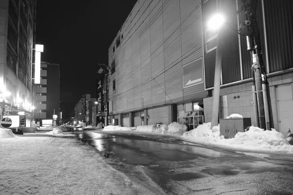 Night scene of footpath in alley at Hokkaido Japan — Stock Photo, Image