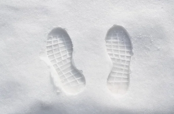 Huella de zapato en campo de nieve en Hokkaido Japón —  Fotos de Stock