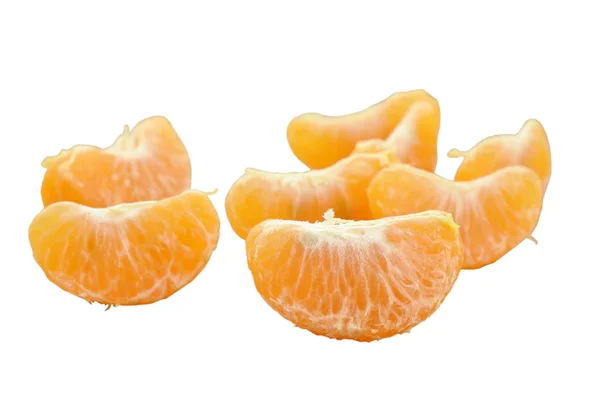 Pezzo Mandarino Arancione Sfondo Bianco — Foto Stock