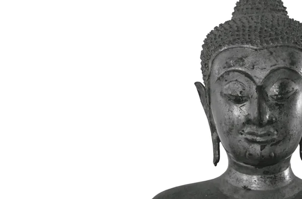 Oude Boeddhabeeld Monochrome Toon Witte Achtergrond — Stockfoto
