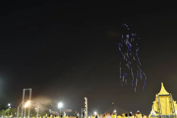 Exécution du drone léger volant sur le ciel en couronnement du roi Rama 10 — Photo
