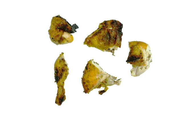 Frango Assado Com Erva Costeleta Gergelim Fundo Branco — Fotografia de Stock