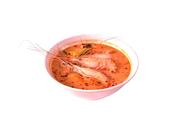 Udang Rebus Dengan Herbal Dalam Sup Pedas Thailand Atau Tom — Stok Foto