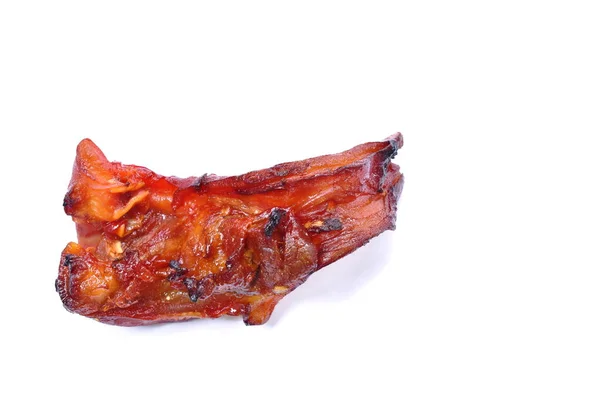 Orelha de porco grelhado com molho no fundo branco — Fotografia de Stock