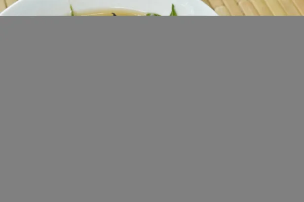 Boiled spicy mixed vegetable with shrimp and smoked dry fish soup on bowl — Stock Image Boiled spicy mixed vegetable with shrimp and smoked dry fish soup on bowl Stock Picture