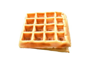 beyaz arka planda pişmiş tereyağı waffle