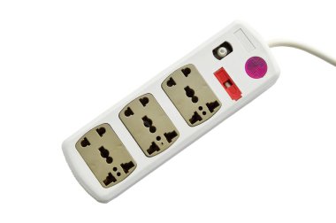 Beyaz arka plan üzerinde çeşitli delik soketinde takın