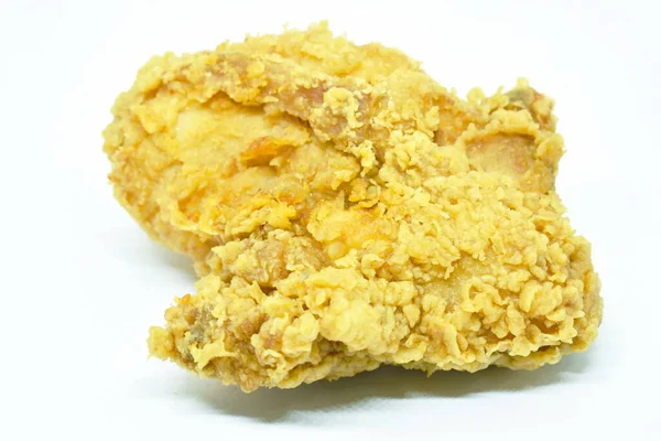 Krispig Stekt Kyckling Bröst Vit Bakgrund — Stockfoto