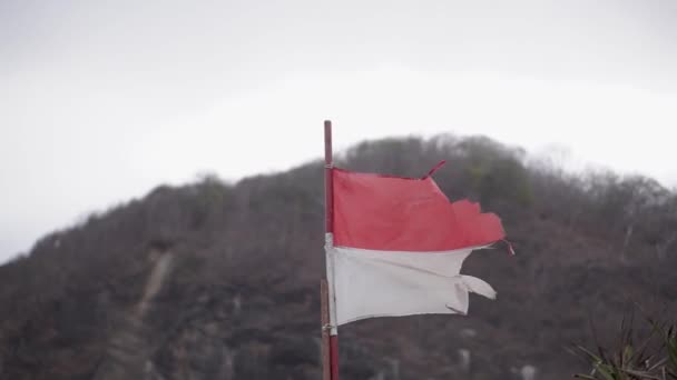 Bandera Indonesia Colina — Vídeos de Stock