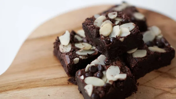 brownies or chocolate cake with nuts and chocolate