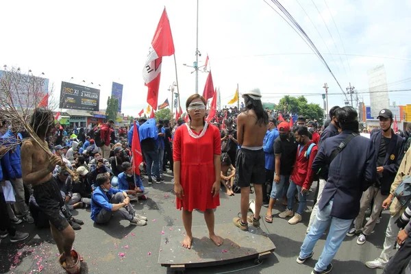 Jember East Java Indonésie Octobre 2020 Manifestation Pour Rejet Loi — Photo