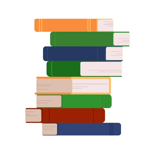 Una pila di libri su sfondo bianco. Vari libri. Libri impilati verticalmente — Vettoriale Stock