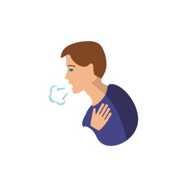 Öksürük ikonu. Alerji koleksiyonundan basit bir örnek. Web tasarımı, şablonlar ve bilgi grafikleri için tek renkli öksürük simgesi.